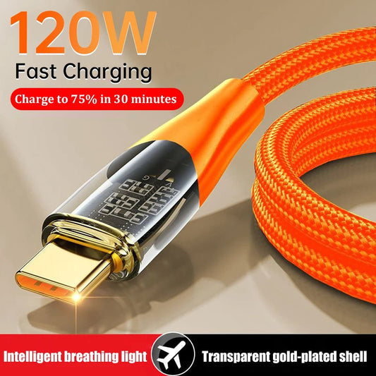 120W 6A USB C Cable Super Fast Charge Cord For Huawei P40 - 