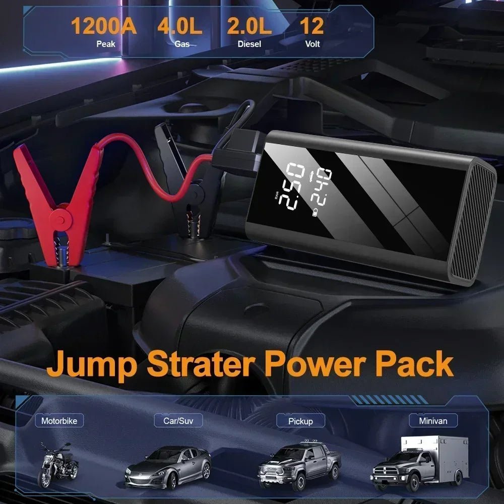4 In 1 Car Jump Starter With Air Compressor 1200A Peak - 