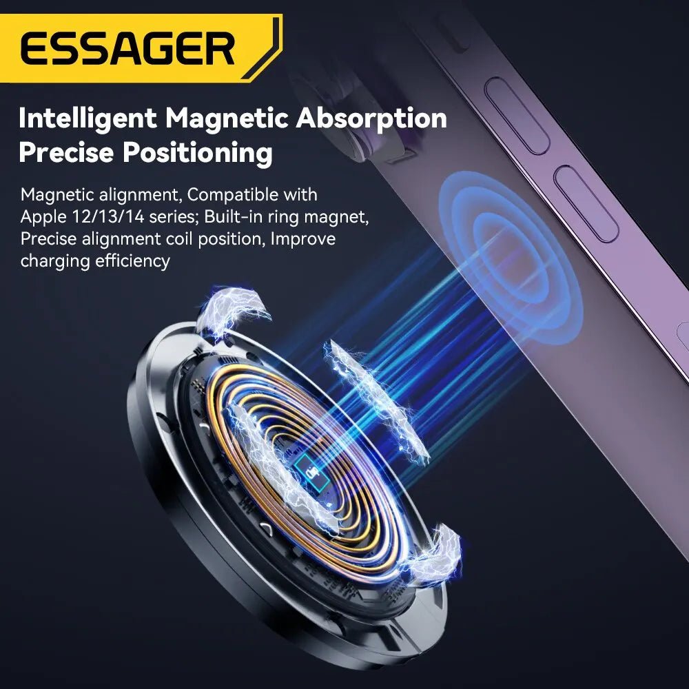 Essager 15W Magnetic Qi Wireless Charger Fast Charging for iPhone 14 13 12 Pro Max - 